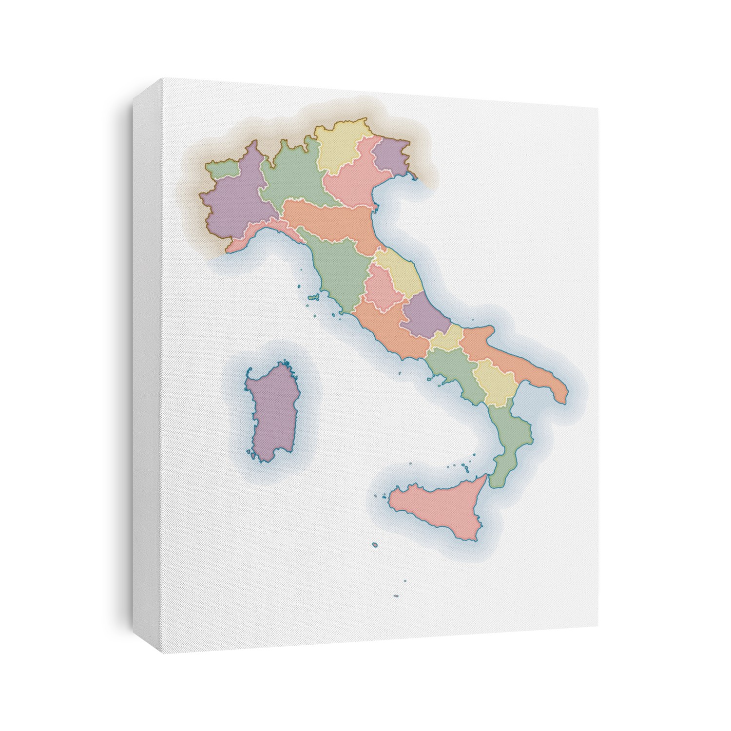 Map of Italy with region boundaries. Political map